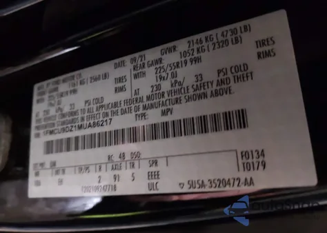 2021 Ford Escape Titanium Hybrid from USA, damaged, VIN 1FMCU9DZ1MUA86217